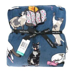 Vera Bradley Velvet Plush Throw Blanket Cat Lover Kitty Cats Kittens 80"x50"